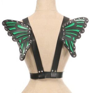 Mint Green Holo Large Butterfly Wing Body Harness